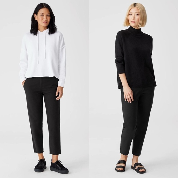 NWT Eileen Fisher Black High Waisted Cotton Hemp Tapered Ankle Pant Size 22 - Picture 2 of 11